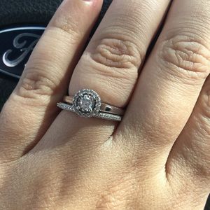 SOLD   Halo Engagement Ring - Diamonds & 10K Gold